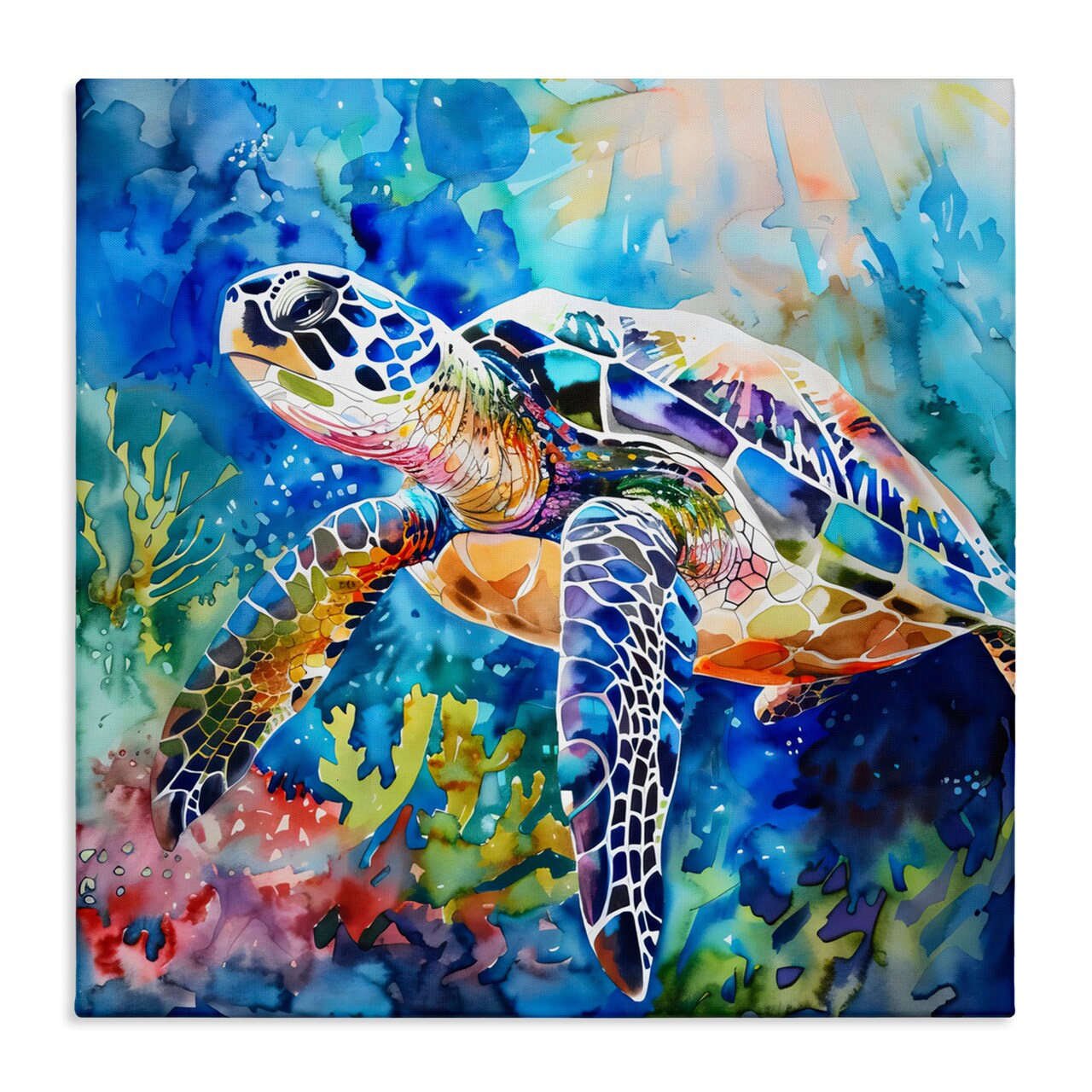 Stupell Industries Rainbow Turtle Reef Canvas, design by LSR Creative Studio